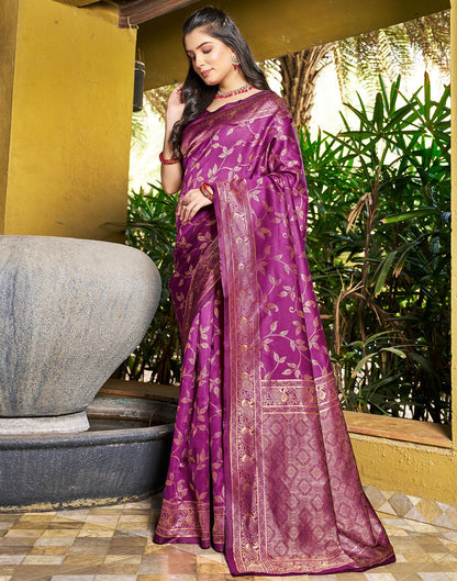 Magenta Jacquard Silk Saree