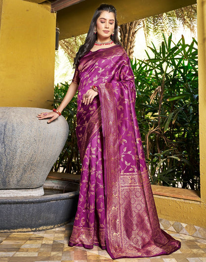 Magenta Jacquard Silk Saree