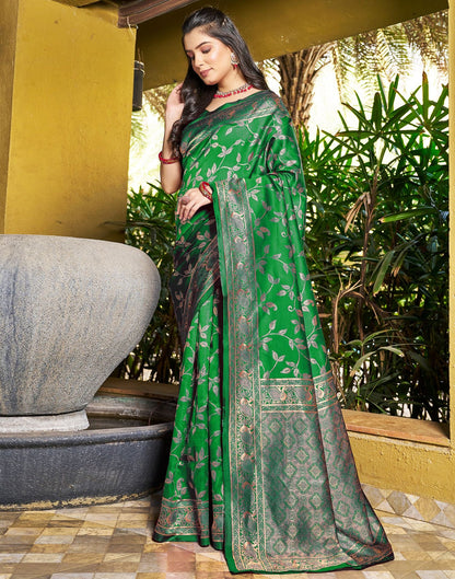 B1G1 Green Jacquard Silk Saree