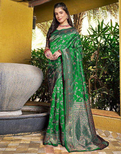 B1G1 Green Jacquard Silk Saree