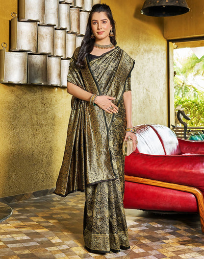 Black and Golden Jacquard Banarasi Silk Saree