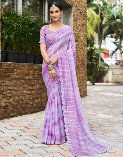 Lavender Printed Chiffon Saree