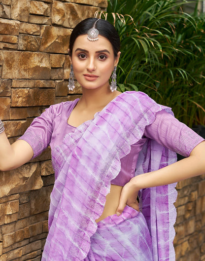 Lavender Printed Chiffon Saree