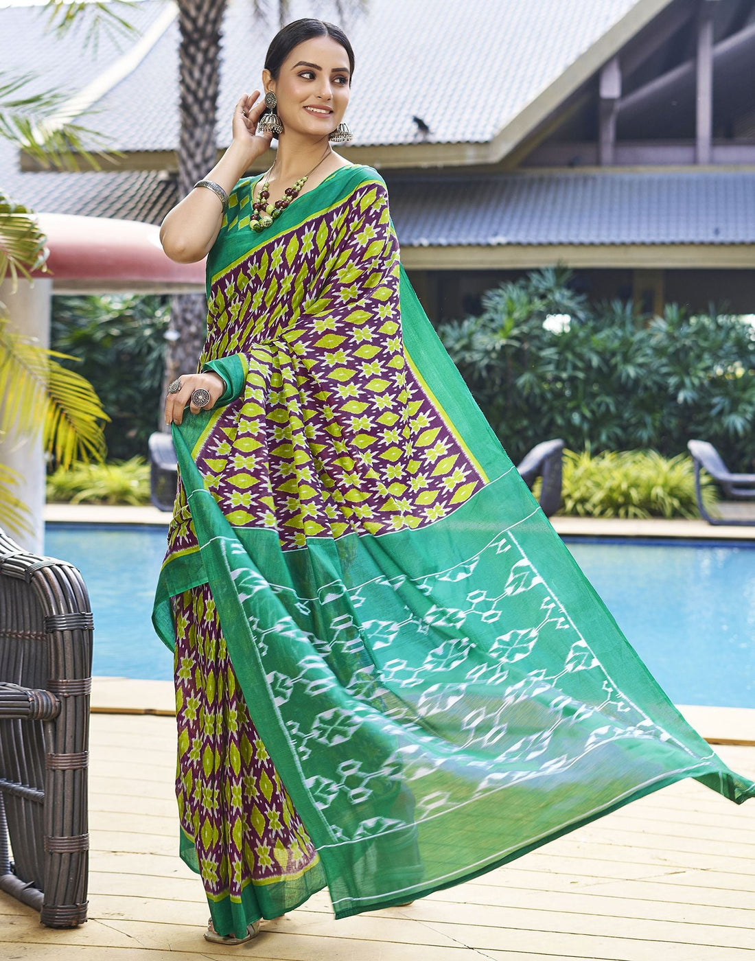 Ready to Wear Purple Printed Cotton Saree