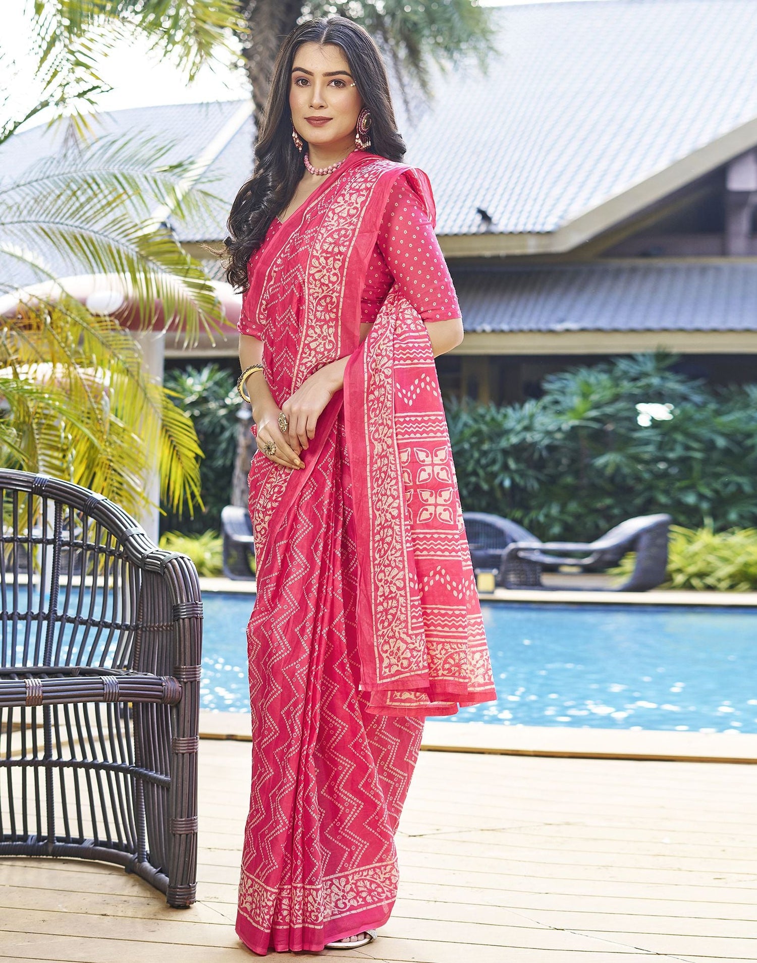 Ready to Wear Blush Pink Printed Cotton Saree