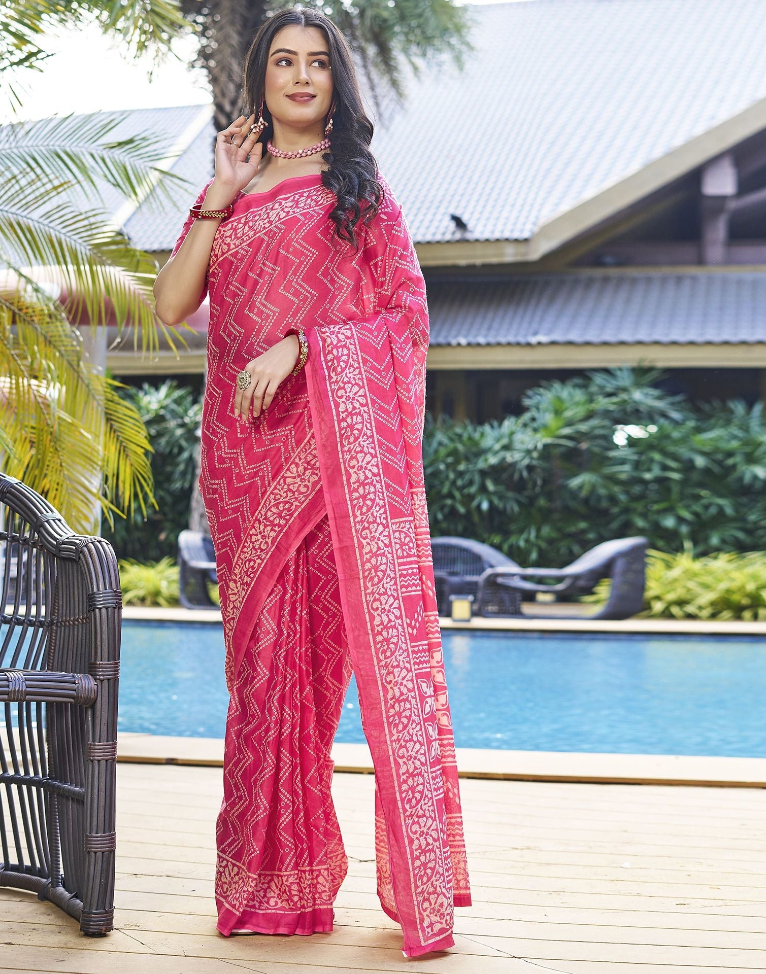 Ready to Wear Blush Pink Printed Cotton Saree