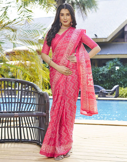 Ready to Wear Blush Pink Printed Cotton Saree