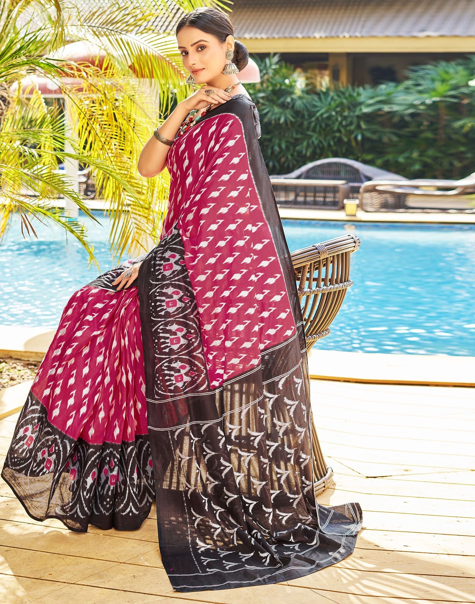 Ready to Wear Pink Printed Cotton Saree