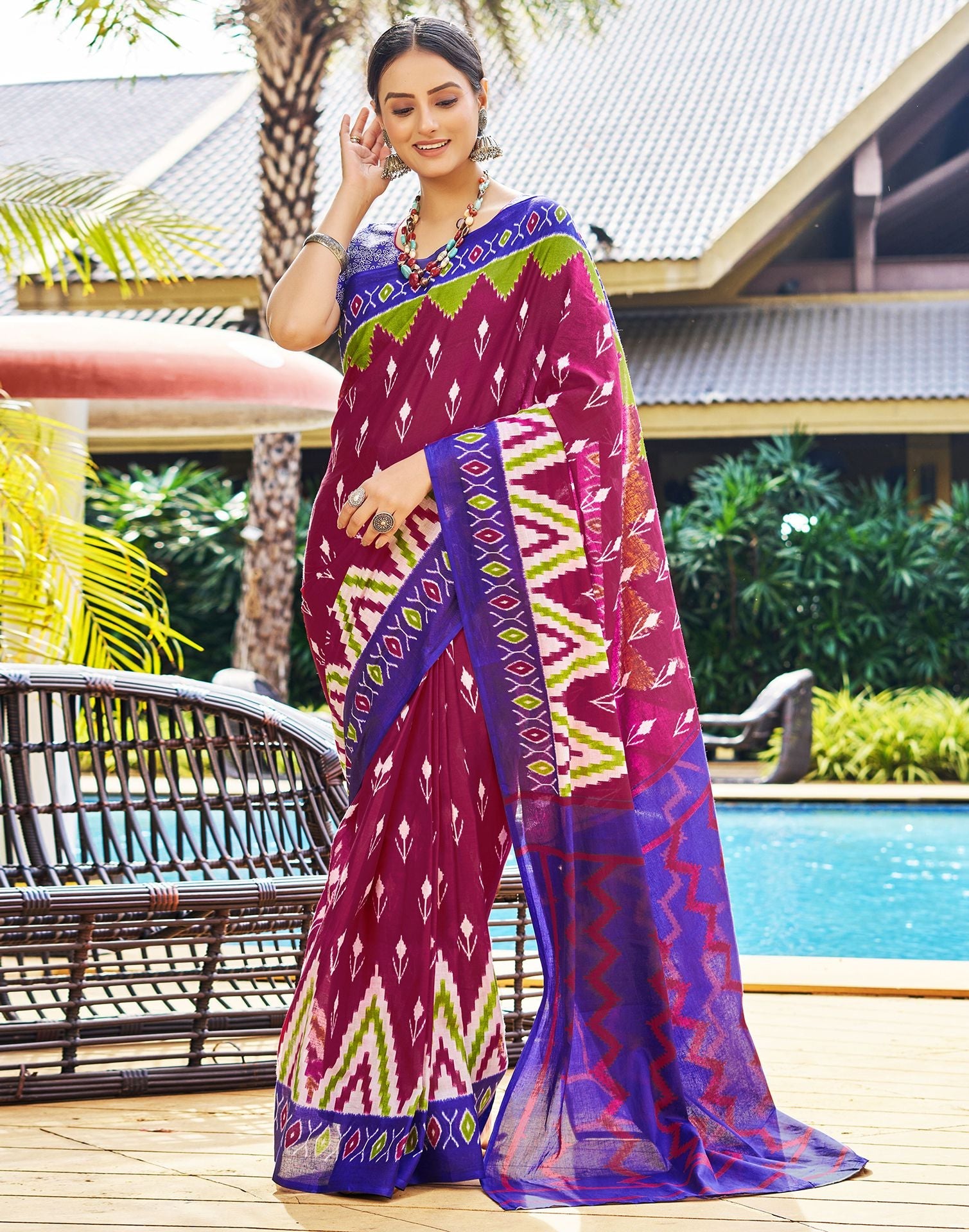 Ready to Wear Pink Printed Cotton Saree