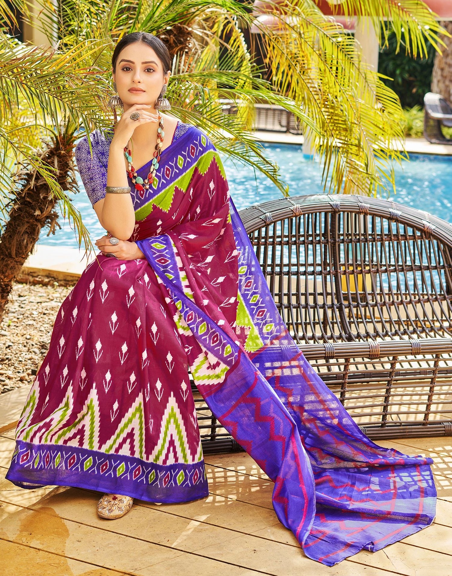 Ready to Wear Pink Printed Cotton Saree