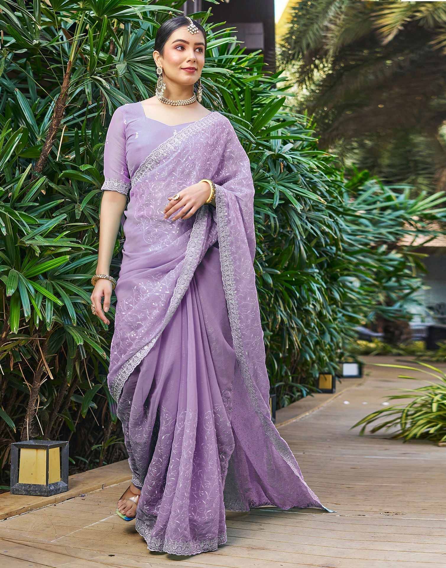 Light Purple Silk Saree With Blouse 256729