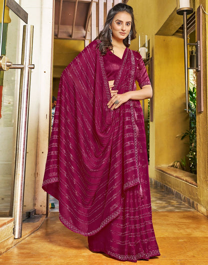 Rani Pink Plain Chiffon Saree