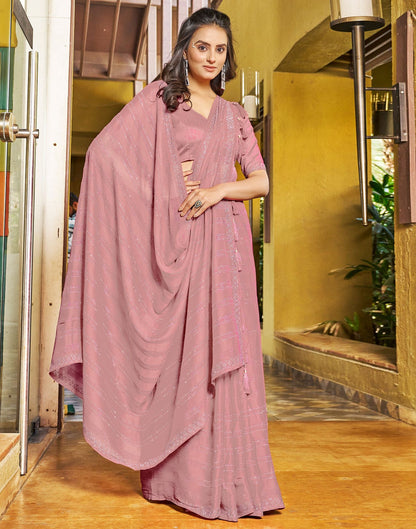 Violet Plain Chiffon Saree