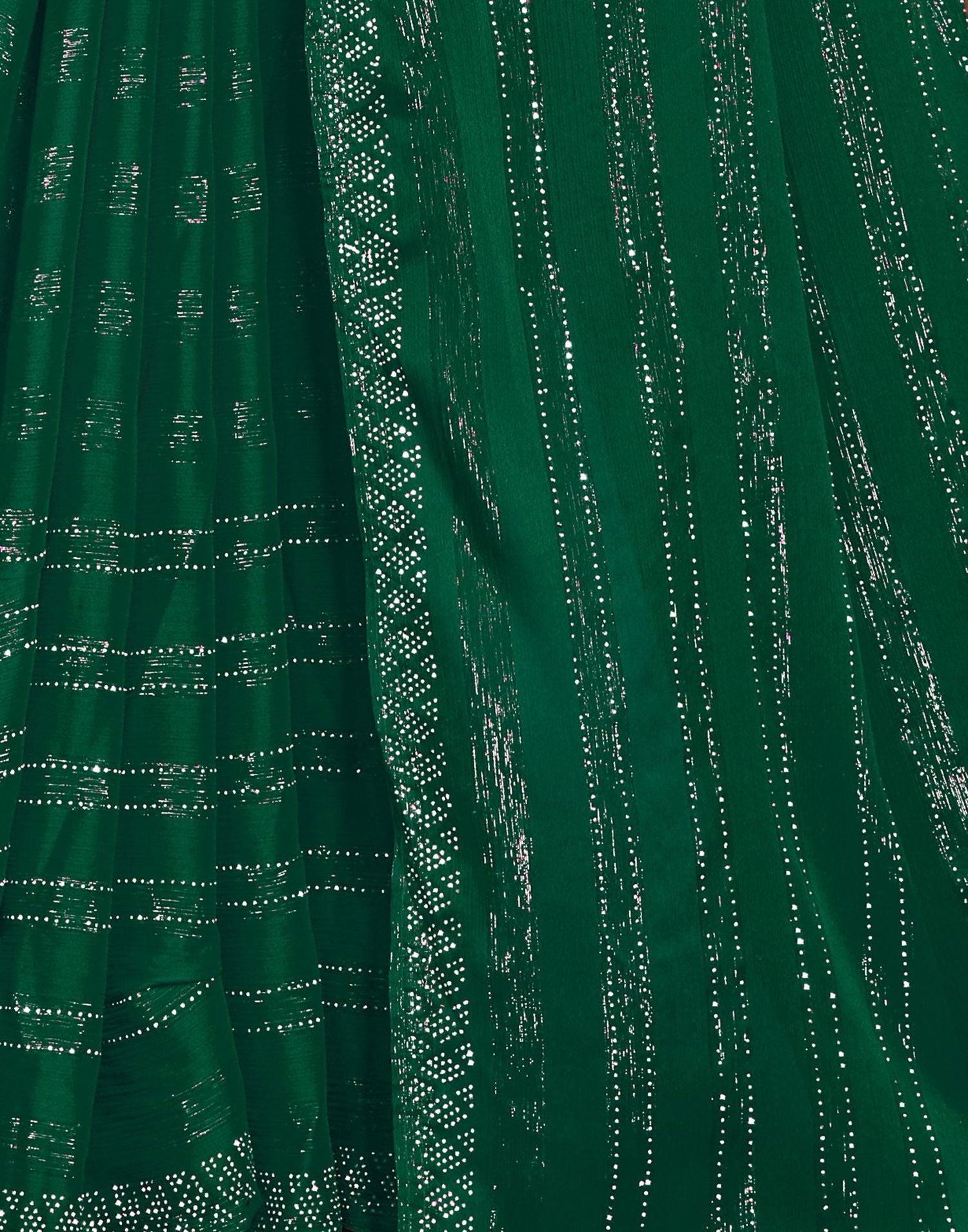 Dark Green Plain Chiffon Saree