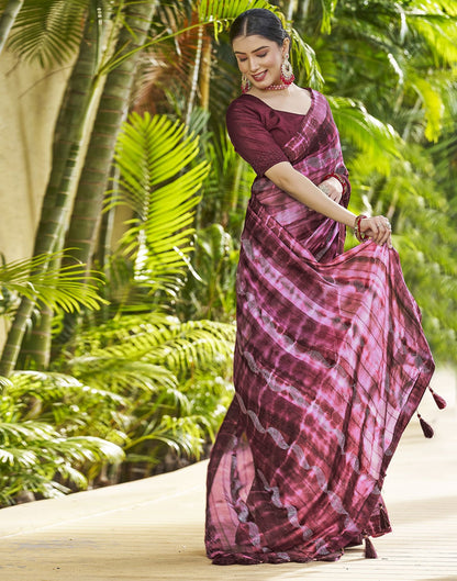 Maroon Printed Chiffon Saree