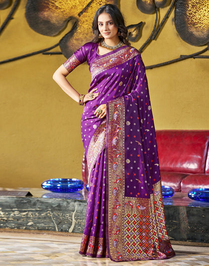 B1G1 Purple Jacquard Silk Saree