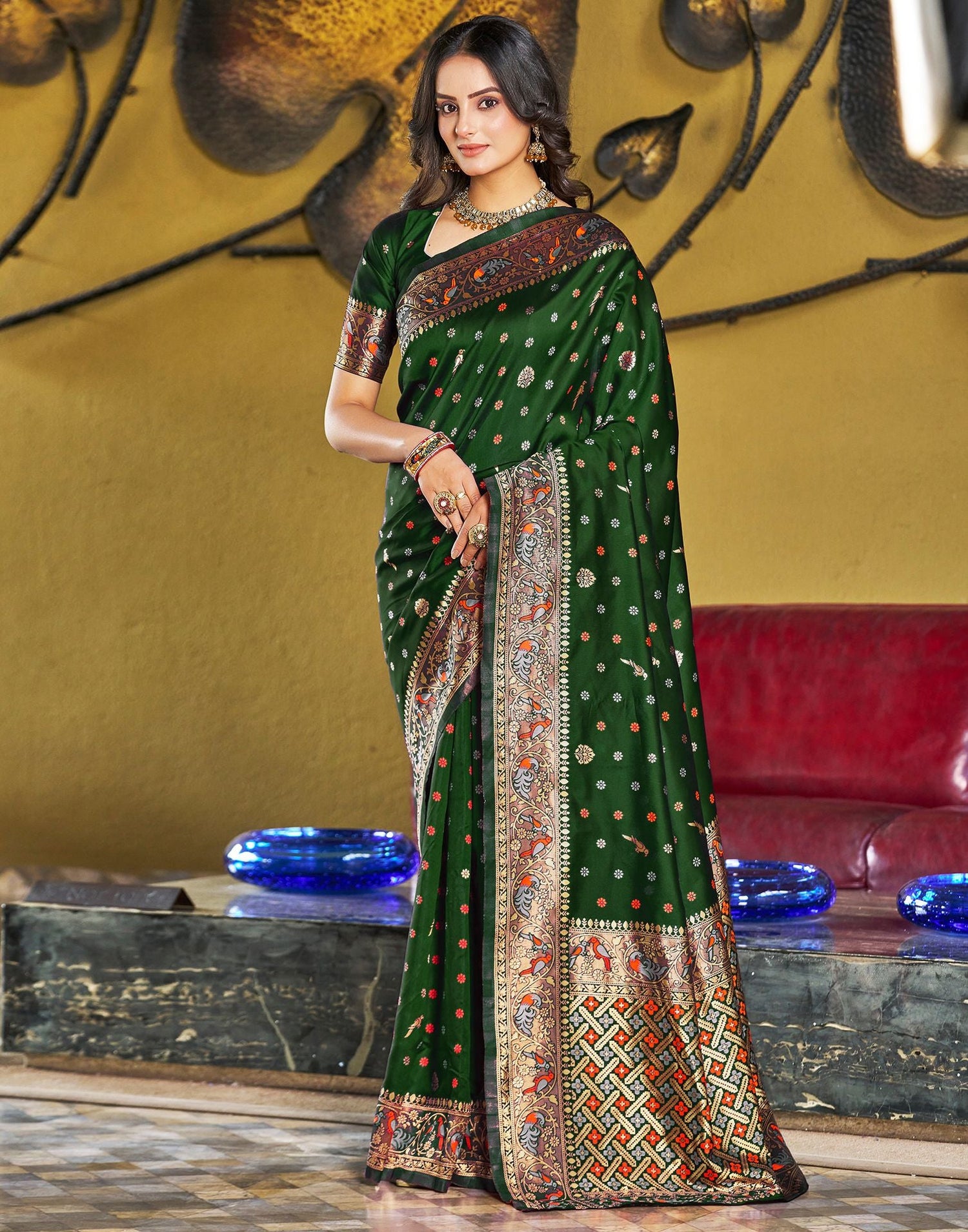 Green Jacquard Silk Saree