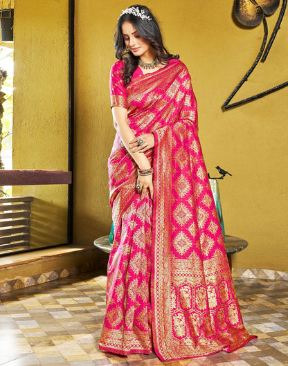 Rani Pink Jacquard Silk Saree