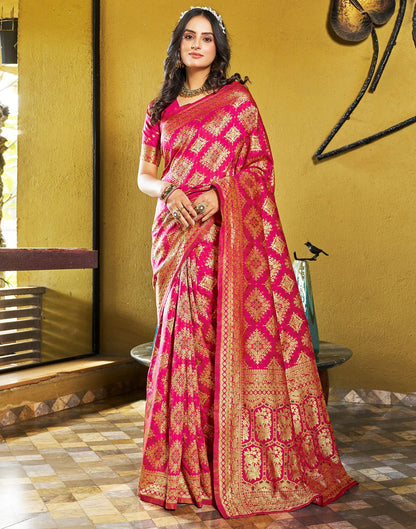 Rani Pink Jacquard Silk Saree