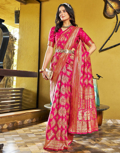 Rani Pink Jacquard Silk Saree