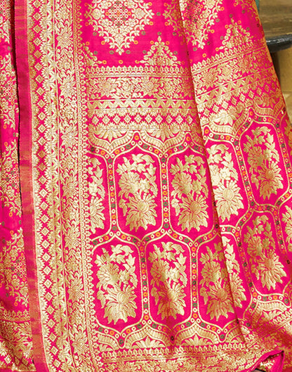 Rani Pink Jacquard Silk Saree