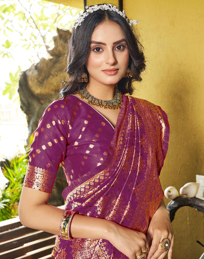 B1G1 Wine Jacquard Silk Saree