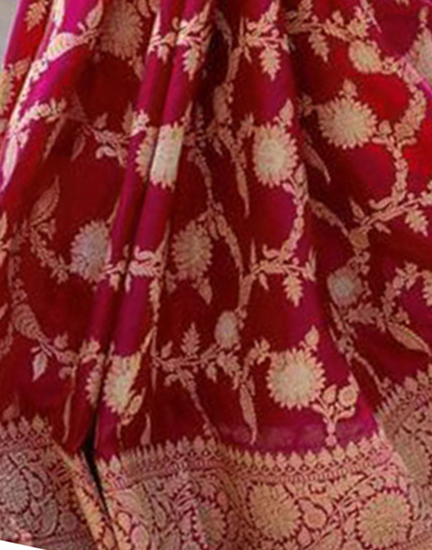 Deep Pink Plain Silk Saree