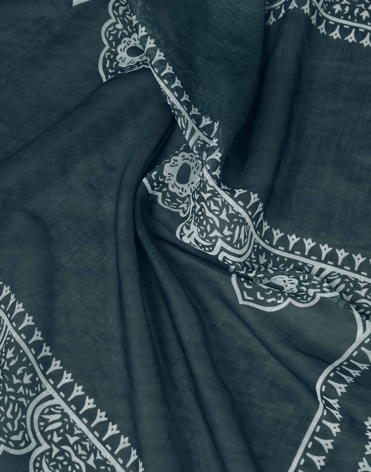 Ready To Wear Dark Grey Linen Zari Printed Saree