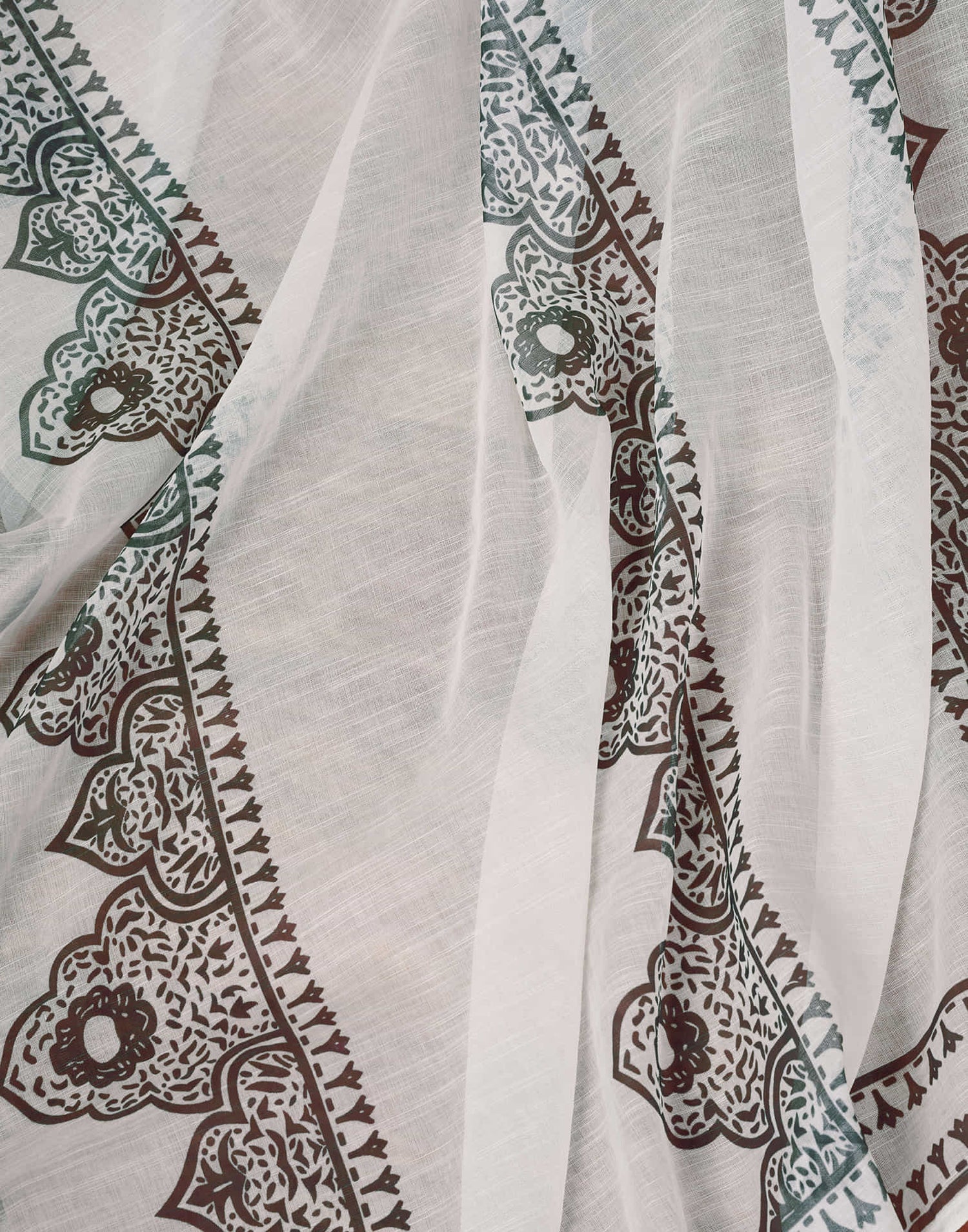 Ready To Wear White Linen Zari Printed Saree