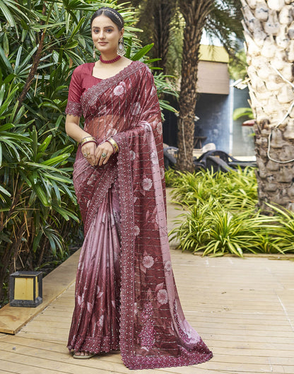 Maroon Printed Lycra Saree