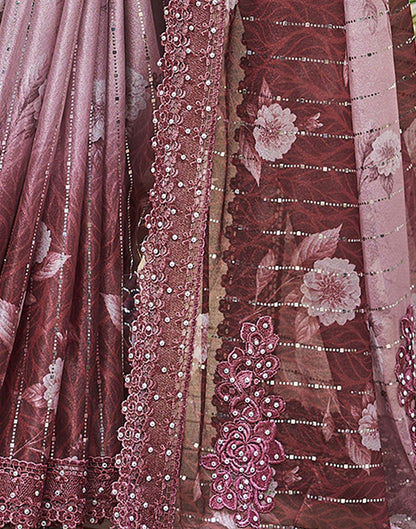 Maroon Printed Lycra Saree