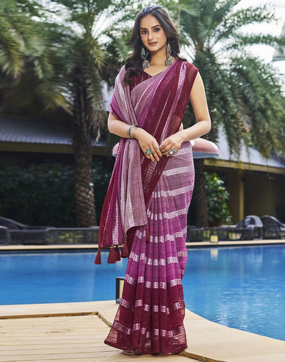 Light Pink Printed Georgette Saree