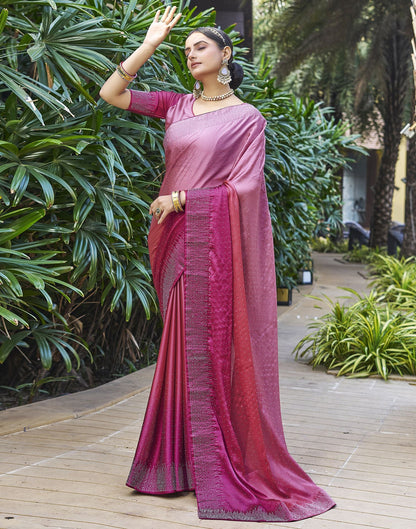 Rose Pink Plain Georgette Saree