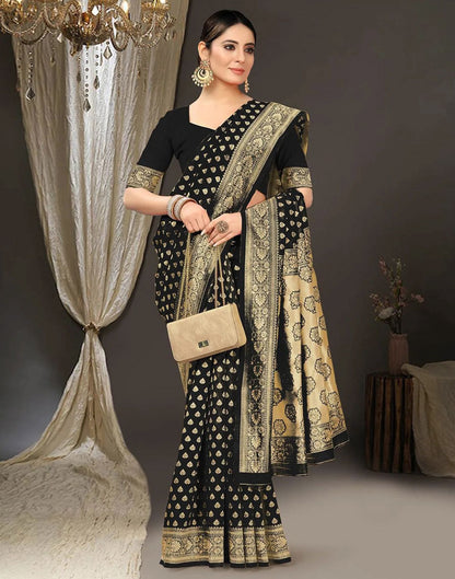 Black Jacquard Silk Saree