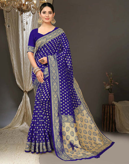 Royal Blue Jacquard Silk Saree