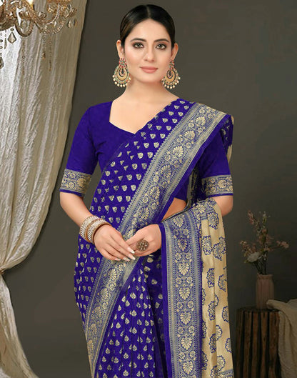 Royal Blue Jacquard Silk Saree