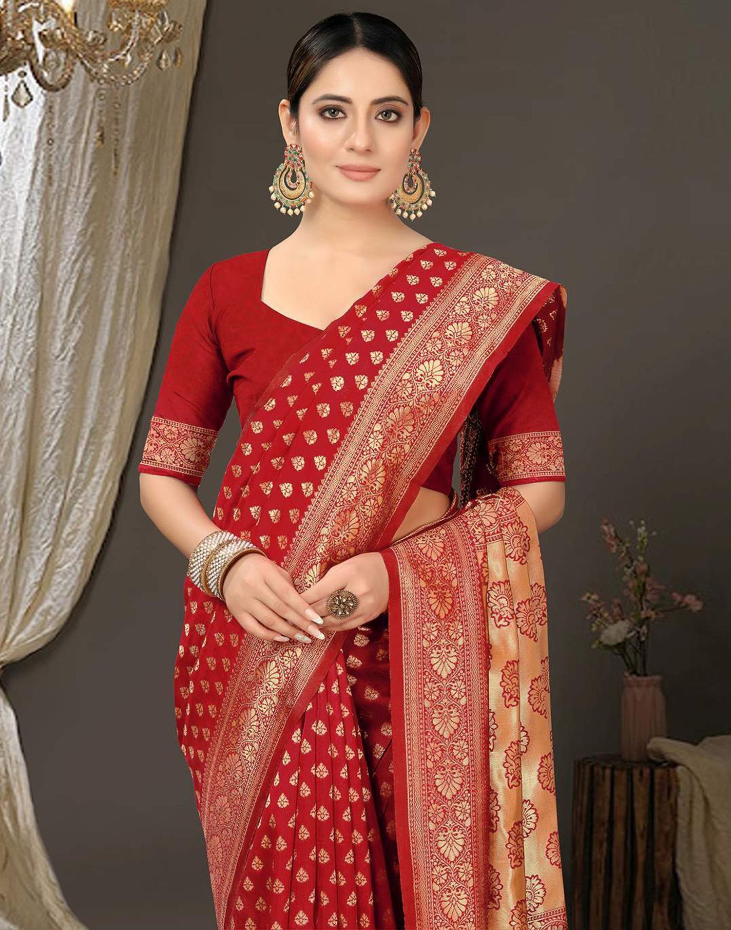 Red Banarasi Silk Saree