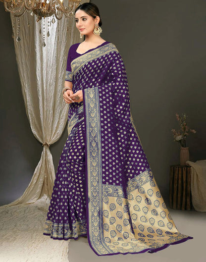 Purple Jacquard Silk Saree