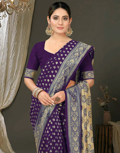 Purple Jacquard Silk Saree