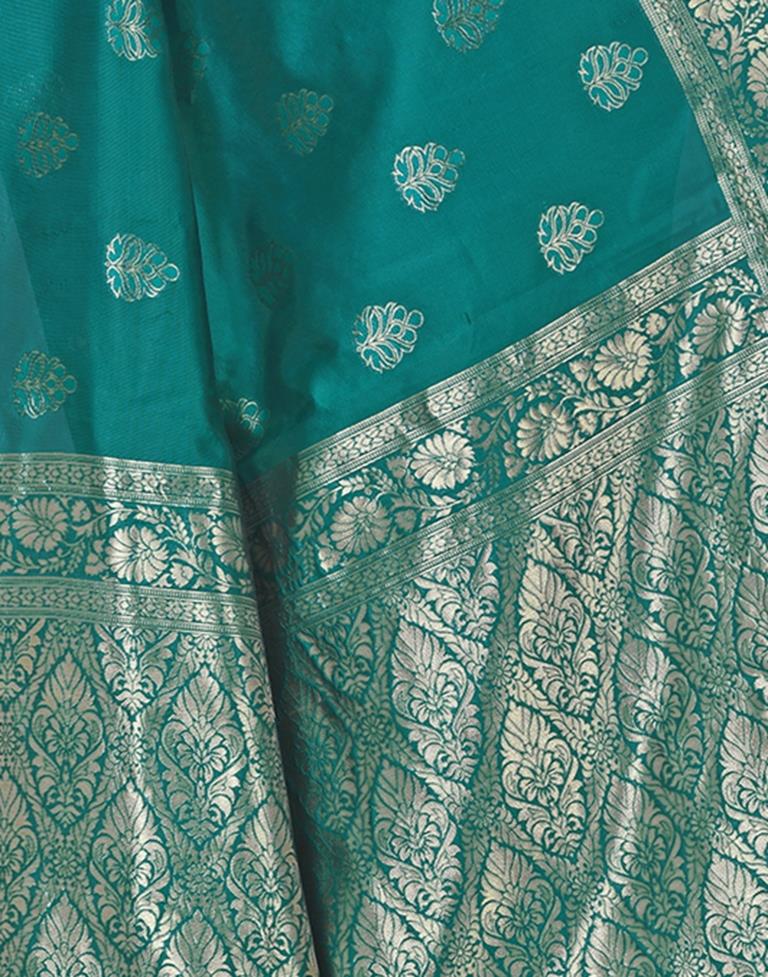 B1G1 Rama Green Jacquard Silk Saree