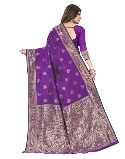 B1G1 Dark Purple Jacquard Silk Saree