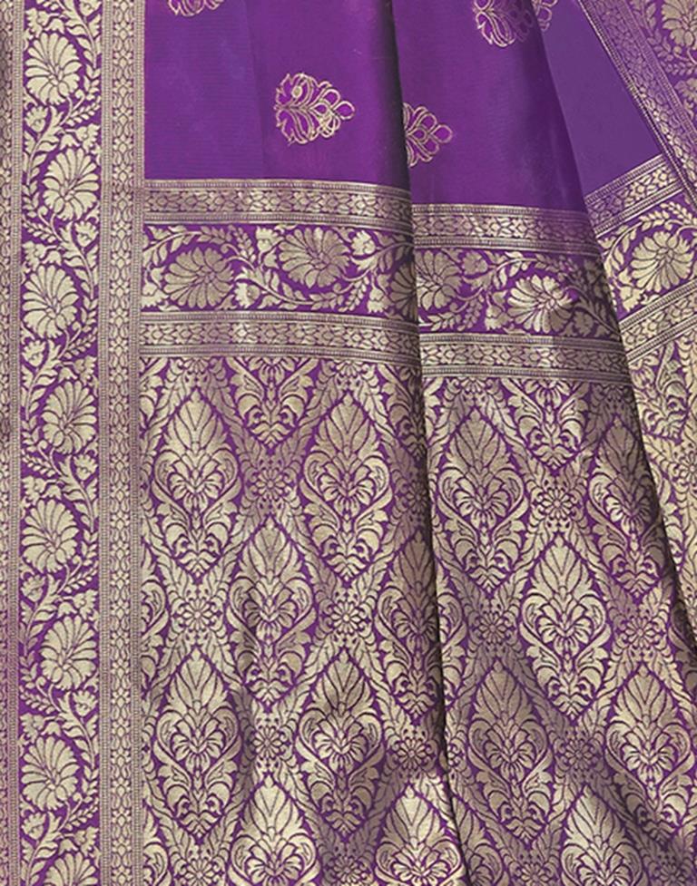 B1G1 Dark Purple Jacquard Silk Saree