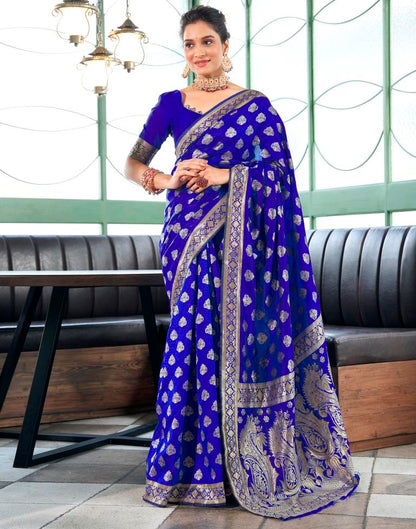 Royal Blue Banarasi Silk Saree