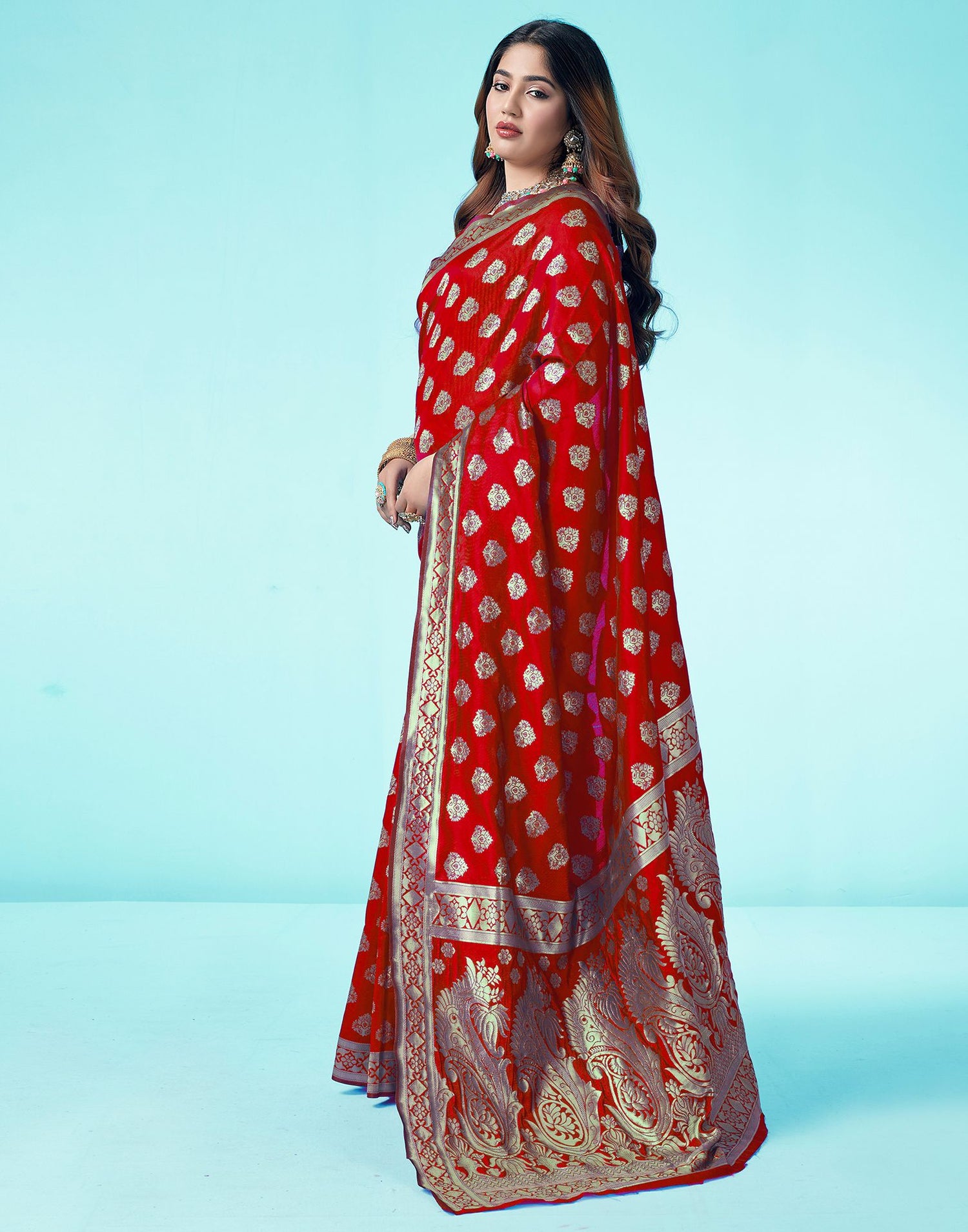 Red Jacquard Silk Saree