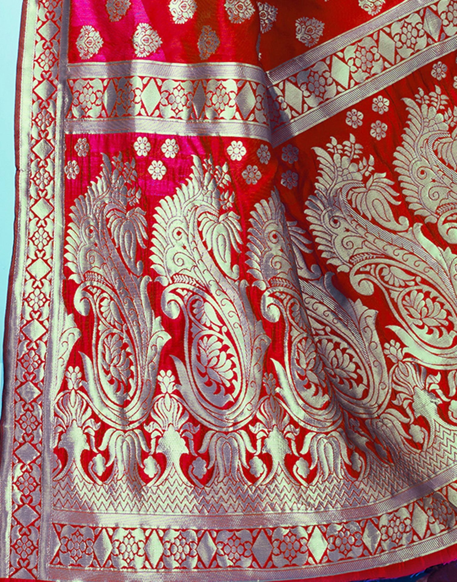 Red Jacquard Silk Saree