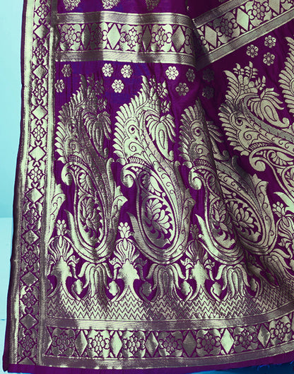 B1G1 Dark Purple Jacquard Silk Saree