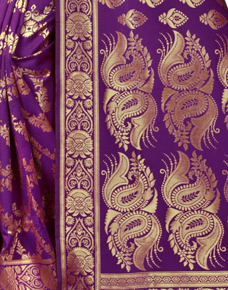 B1G1 Dark Purple Jacquard Silk Saree