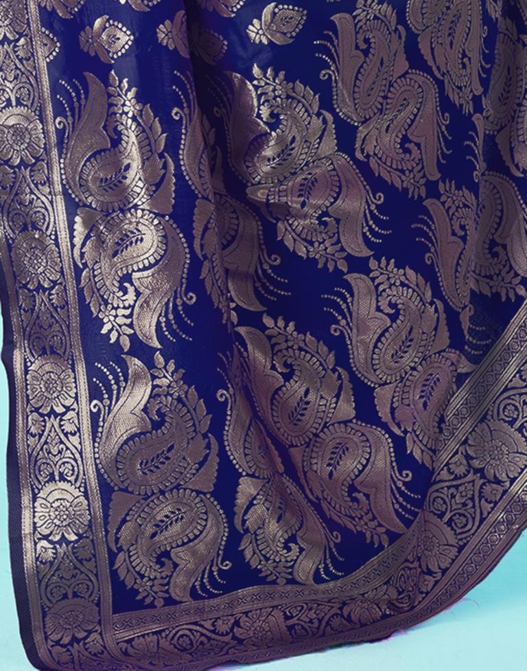 Navy Blue Jacquard Silk Saree