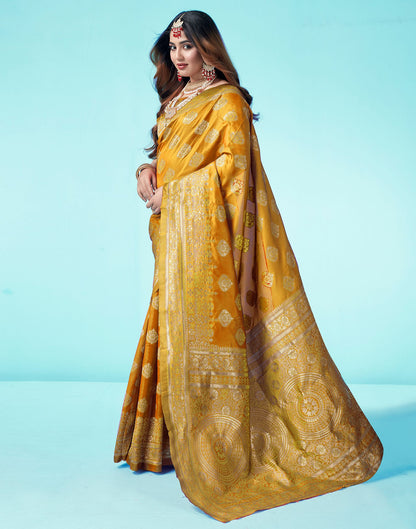 Turmeric Yellow Jacquard Silk Saree