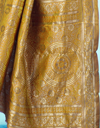 Turmeric Yellow Jacquard Silk Saree